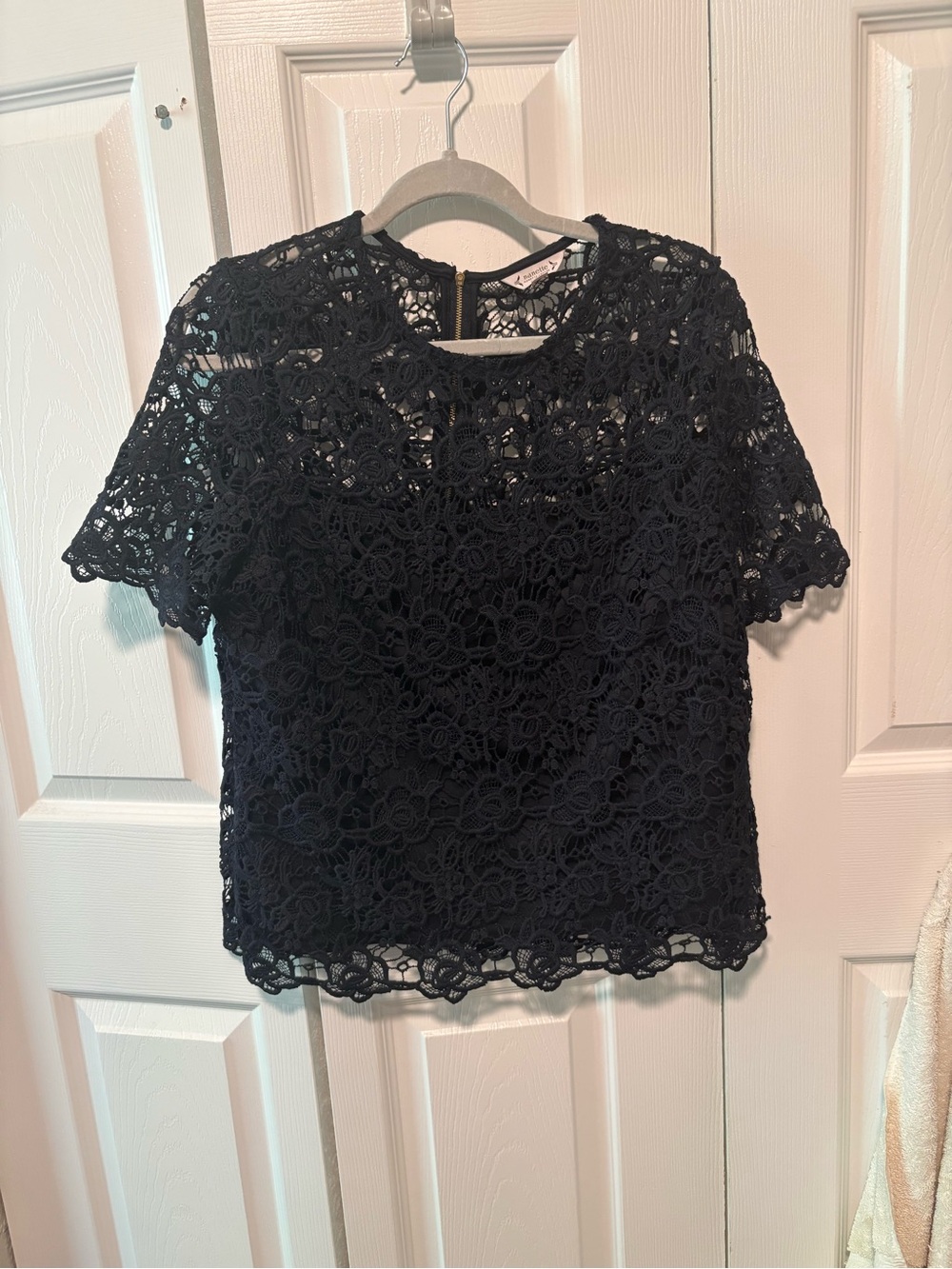 Nanette Lepore Black Floral Lace Short-Sleeve Top